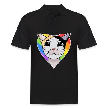 Chat LGBT Japonais Bobtail Rainbow - Polo Homme - noir - Devant - Kai (181cm)