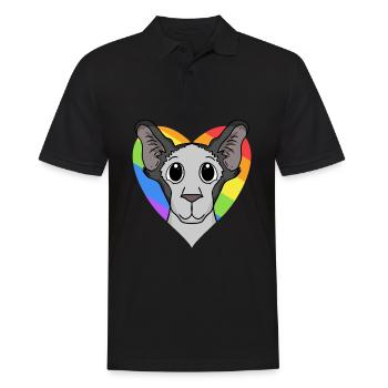 LGBT Katze Orientalisch Kurzhaar Regenbogen - Männer Poloshirt - Schwarz - Vorne - Kai (181cm)