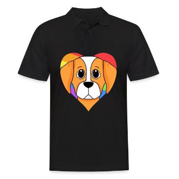 LGBT Hund Epagneul Breton Regenbogen - Männer Poloshirt - Schwarz - Vorne - Kai (181cm)