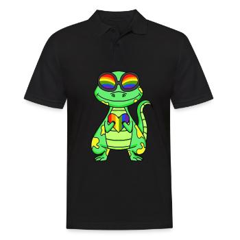 LGBT Animal Dinosaur Rainbow Heart - Men's Polo Shirt - black - Front - Kai (181cm)