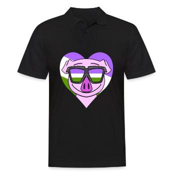 Genderqueer Pig - Men's Polo Shirt - black - Front - Kai (181cm)
