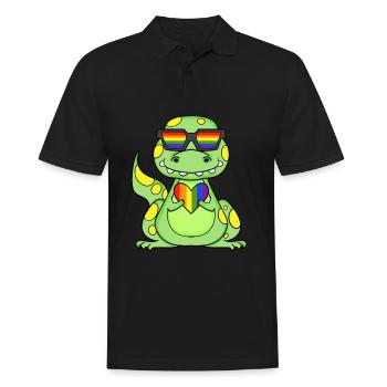 LGBT Animal Dinosaur Rainbow Heart - Men's Polo Shirt - black - Front - Kai (181cm)