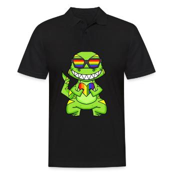 LGBT Animal Dinosaur Rainbow Heart - Men's Polo Shirt - black - Front - Kai (181cm)