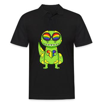 LGBT Animal Dinosaur Rainbow Heart - Men's Polo Shirt - black - Front - Kai (181cm)