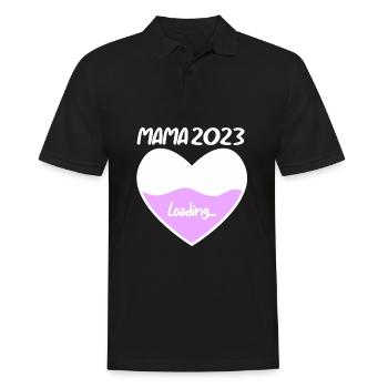 Mama 2023 Mutter Schwangerschaft Schwanger - Männer Poloshirt - Schwarz - Vorne - Kai (181cm)