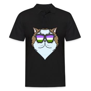 Genderqueer Lgbt Katze Perserkatze - Männer Poloshirt - Schwarz - Vorne - Kai (181cm)