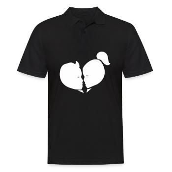 Coeur Amour Connexion Romantique - Polo Homme - noir - Devant - Kai (181cm)