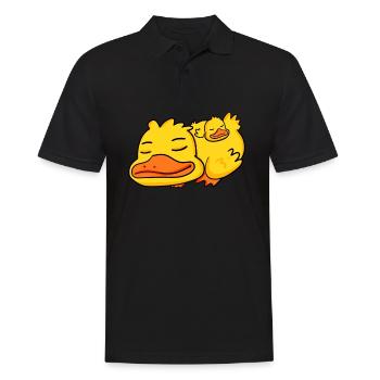 Papa Canard avec Bébé Canard - Polo Homme - noir - Devant - Kai (181cm)