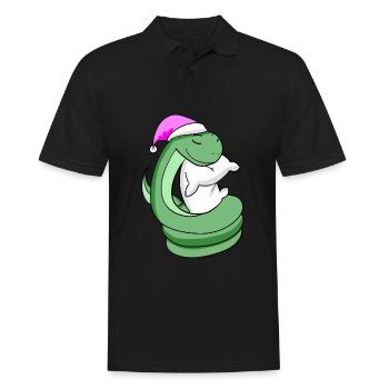 Snake with pillow and sleeping cap - Men's Polo Shirt - black - Front - Kai (181cm)