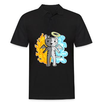 Cat Cat Breed Egyptian Mau Angel and Devil - Men's Polo Shirt - black - Front - Kai (181cm)