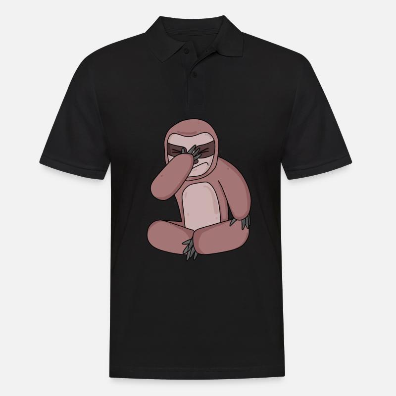 Faultier lustig - Männer Poloshirt - Schwarz