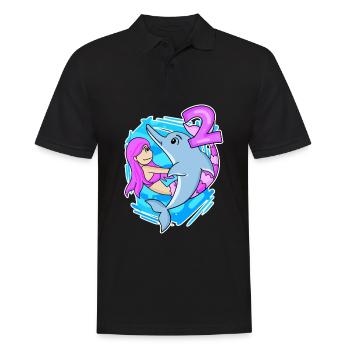 2ème anniversaire fille 2 ans sirène - Polo Homme - noir - Devant - Kai (181cm)