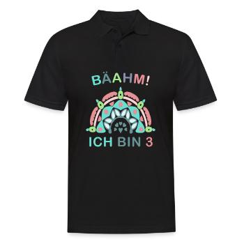 3 Jahre Geburtstagskind Regenbogen 3. Geburtstag - Männer Poloshirt - Schwarz - Vorne - Kai (181cm)