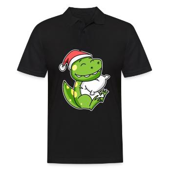 Dinosaurier Weihnachten Schlafen Schlaf - Männer Poloshirt - Schwarz - Vorne - Kai (181cm)