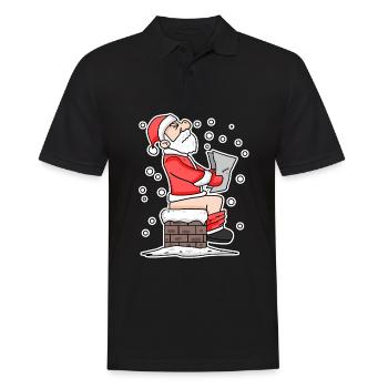 Weihnachtsmann Schornstein lustig Weihnachten - Männer Poloshirt - Schwarz - Vorne - Kai (181cm)