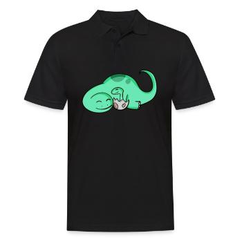 Dinosaur with baby dinosaur - Men's Polo Shirt - black - Front - Kai (181cm)