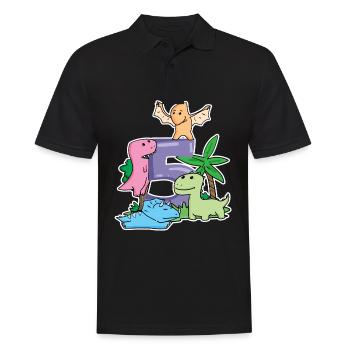 5 Jahre alt - 5. Geburtstag mit Tier Motiv - Männer Poloshirt - Schwarz - Vorne - Kai (181cm)