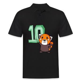 10. Geburtstag Motiv Roter Panda - zehn Jahre alt - Männer Poloshirt - Schwarz - Vorne - Kai (181cm)