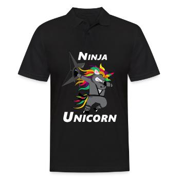 Einhorn Ninja Dabbing - Männer Poloshirt - Schwarz - Vorne - Kai (181cm)
