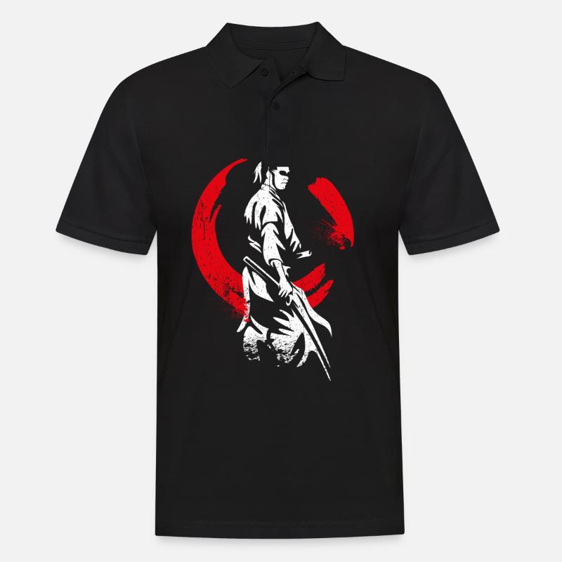 Samurai Ronin - Männer Poloshirt - Schwarz