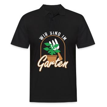 Garten Gärtner Wir sind im Garten Geschenk - Männer Poloshirt - Schwarz - Vorne - Kai (181cm)