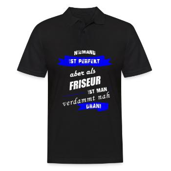 Niemand ist perfekt Friseur Spruch Geschenk Handwe - Männer Poloshirt - Schwarz - Vorne - Kai (181cm)