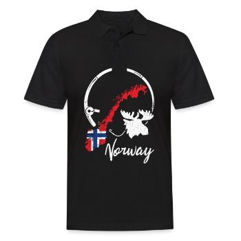 Norwegen Landkarte Angel Elch Geschenk - Männer Poloshirt - Schwarz - Vorne - Kai (181cm)