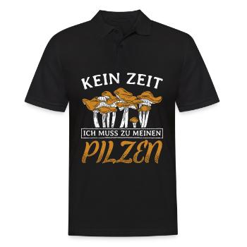 Pilzsammler Spruch Pilzshirt Pilze Sammeln Geschen - Männer Poloshirt - Schwarz - Vorne - Kai (181cm)