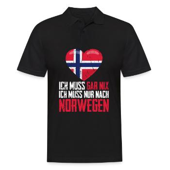 Skandinavien - Ich muss gar nix ich muss nur nach - Männer Poloshirt - Schwarz - Vorne - Kai (181cm)