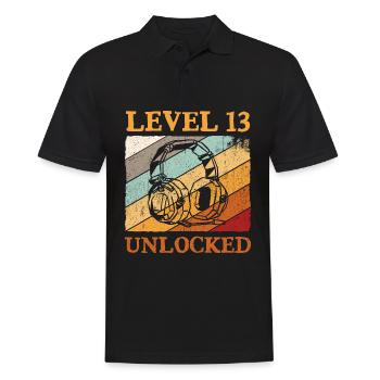 13.Geburtstag Jungen Video Gamer Level 13 Unlocked - Männer Poloshirt - Schwarz - Vorne - Kai (181cm)