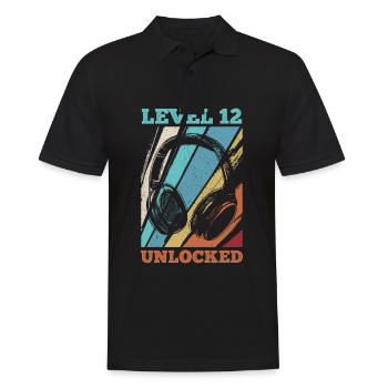 12.Geburtstag Video Gamer Level 12 Unlocked - Männer Poloshirt - Schwarz - Vorne - Kai (181cm)