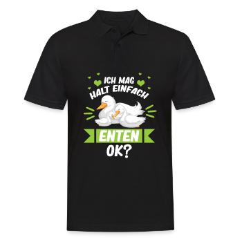 Ente Geschenk - Ich mag halt einfach Enten Ok? - Männer Poloshirt - Schwarz - Vorne - Kai (181cm)