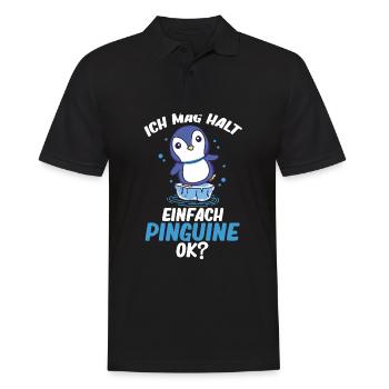 Pinguin - Ich mag halt einfach Pinguine Ok? - Männer Poloshirt - Schwarz - Vorne - Kai (181cm)