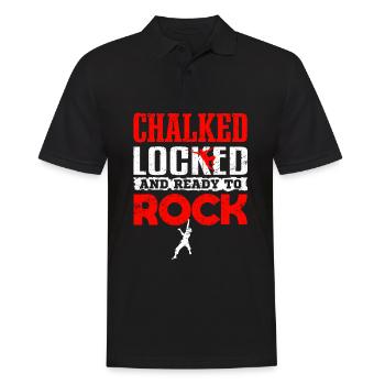 Klettern Bouldern CHALKED LOCKED AND READY TO ROCK - Männer Poloshirt - Schwarz - Vorne - Kai (181cm)