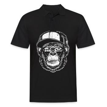 Monkey DJ mit Kopfhörer & Sonnenbrille Geschenkide - Männer Poloshirt - Schwarz - Vorne - Kai (181cm)