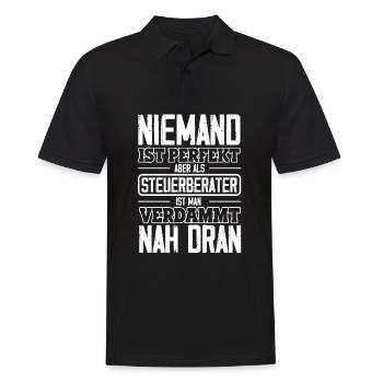 Niemand ist perfekt - Steuerberater Spruch - Männer Poloshirt - Schwarz - Vorne - Kai (181cm)