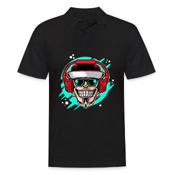 Monkey DJ mit Kopfhörer & Sonnenbrille Geschenkide - Männer Poloshirt - Schwarz - Vorne - Kai (181cm)