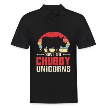 Save The Chubby Unicorns Shirt Vintage I Nashorn G - Männer Poloshirt - Schwarz - Vorne - Kai (181cm)