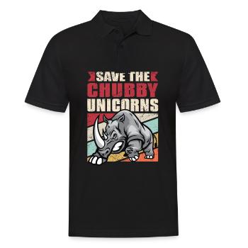 Save The Chubby Unicorns Shirt Vintage I Nashorn G - Männer Poloshirt - Schwarz - Vorne - Kai (181cm)