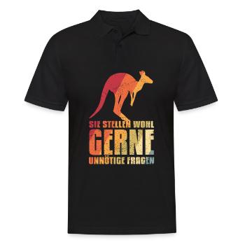 Sie Stellen Wohl Gerne Unnötige Fragen Känguru - Männer Poloshirt - Schwarz - Vorne - Kai (181cm)