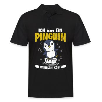 ICH BIN EIN PINGUIN IM MENSCH KÖSTUM Geschenkidee - Männer Poloshirt - Schwarz - Vorne - Kai (181cm)