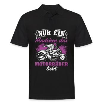 Nur ein Mädchen das Motorräder liebt - Bikerin Fra - Männer Poloshirt - Schwarz - Vorne - Kai (181cm)