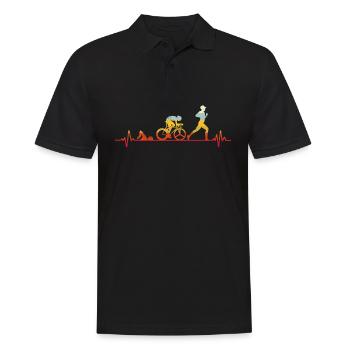 Vintage Triathlon Swim Bike Run Triathlet Herzschl - Männer Poloshirt - Schwarz - Vorne - Kai (181cm)
