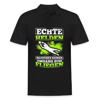 Echte Helden brauchen keinen Umhang zum Fliegen - - Männer Poloshirt - Schwarz - Vorne - Kai (181cm)