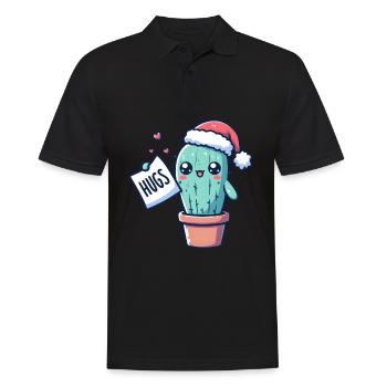 funny cactus for christmas wants to cuddle - Men's Polo Shirt - black - Front - Kai (181cm)