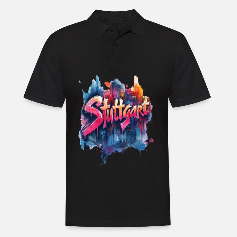 Stuttgart - Männer Poloshirt - Schwarz