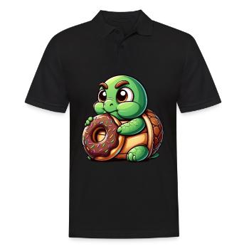 Tortue mignonne beignet dessin animé bite drôle - Polo Homme - noir - Devant - Kai (181cm)