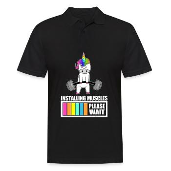 Installing Muscles Einhorn fitness workout Gym - Männer Poloshirt - Schwarz - Vorne - Kai (181cm)