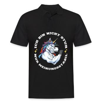 Ich bin nicht Stur nur Meinungsstabil Einhorn - Männer Poloshirt - Schwarz - Vorne - Kai (181cm)