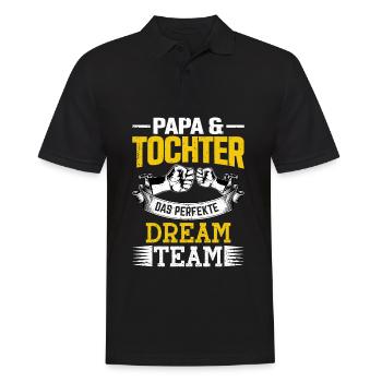 Papa und Tochter das perfekte Team Vater Tochter - Männer Poloshirt - Schwarz - Vorne - Kai (181cm)